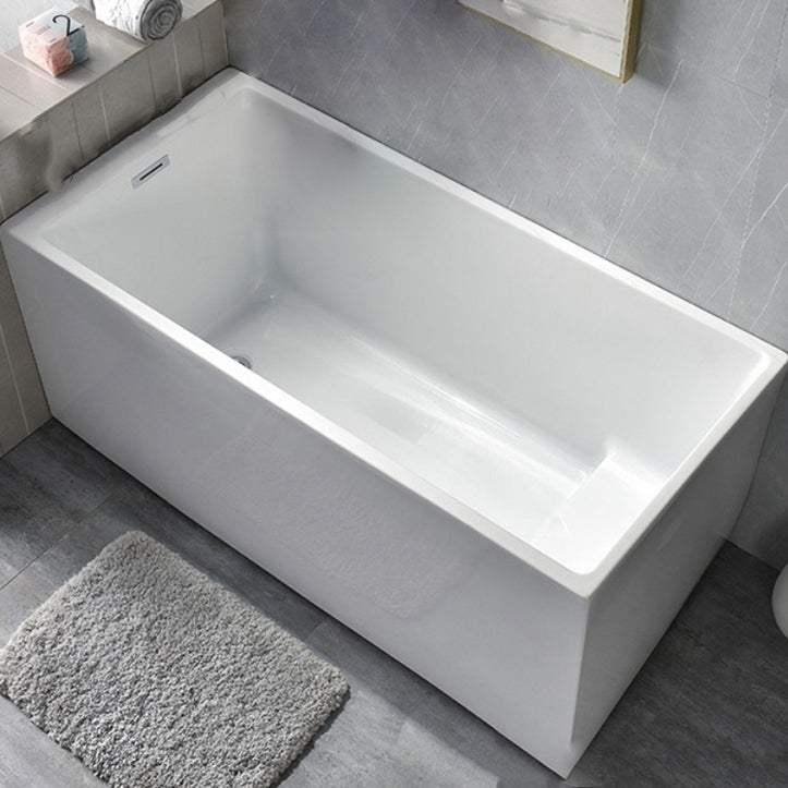 Back to Wall Acrylic Bathtub Stand Alone White Rectangular Bath