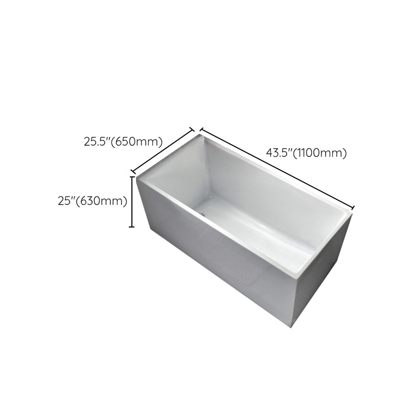 Back to Wall Acrylic Bathtub Stand Alone White Rectangular Bath