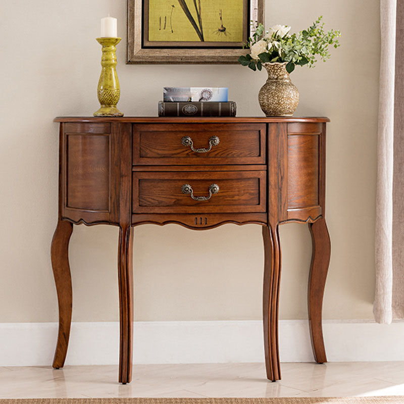 Wooden Console Table Mid Century Modern 14 Inch Wide Accent Table