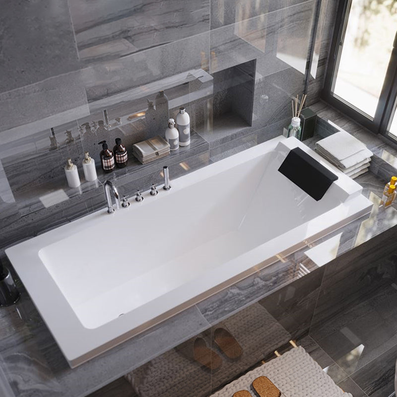 Acrylic White Rectangular Bath Modern Drop-in Soaking Bathtub