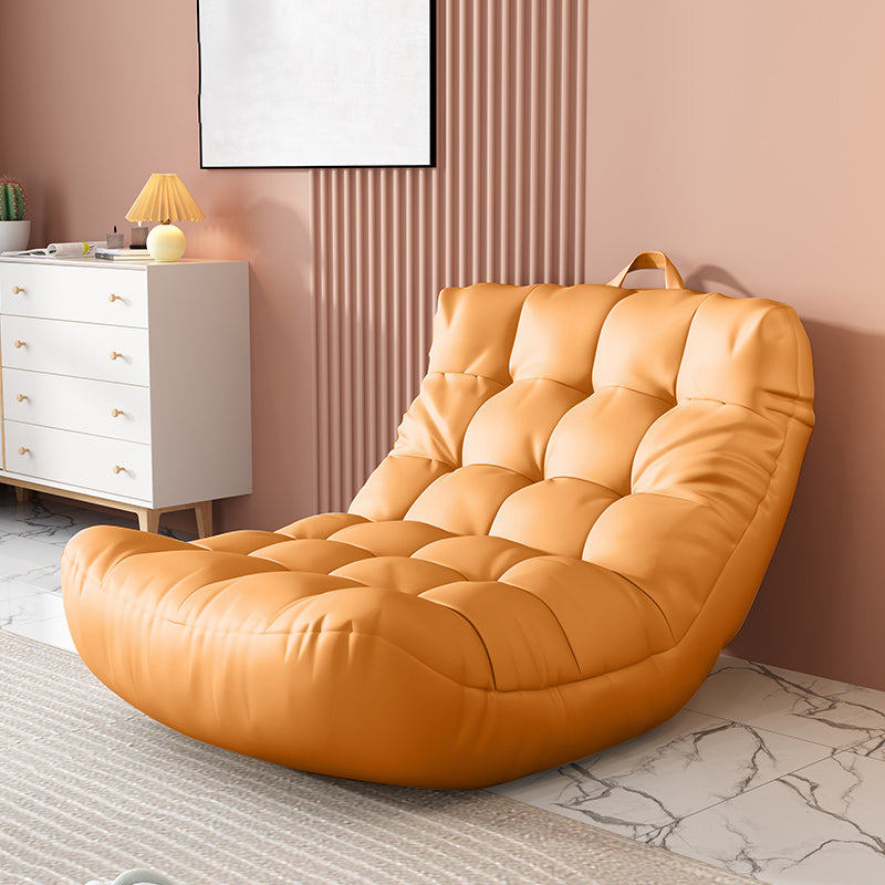 Scandinavian Tufted Single Sofa 29.5" W Faux Leather Sofa with Footrest
