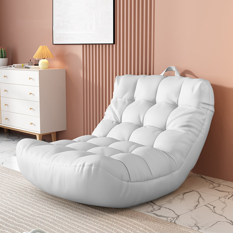 Scandinavian Tufted Single Sofa 29.5" W Faux Leather Sofa with Footrest