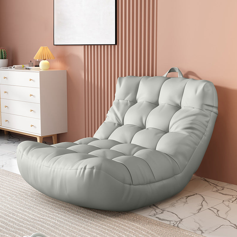 Scandinavian Tufted Single Sofa 29.5" W Faux Leather Sofa with Footrest