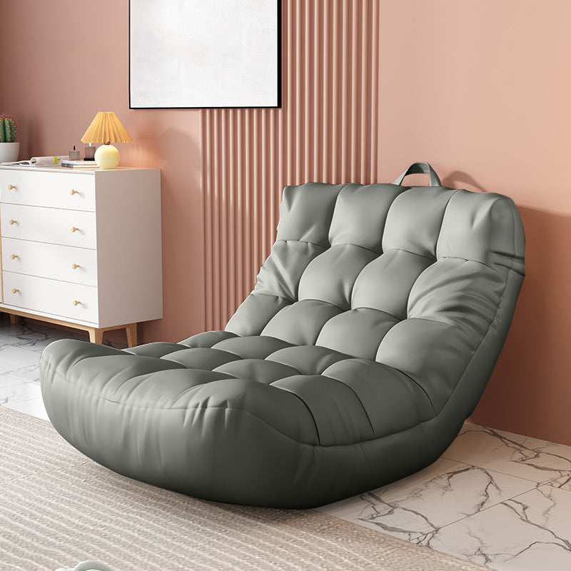 Scandinavian Tufted Single Sofa 29.5" W Faux Leather Sofa with Footrest