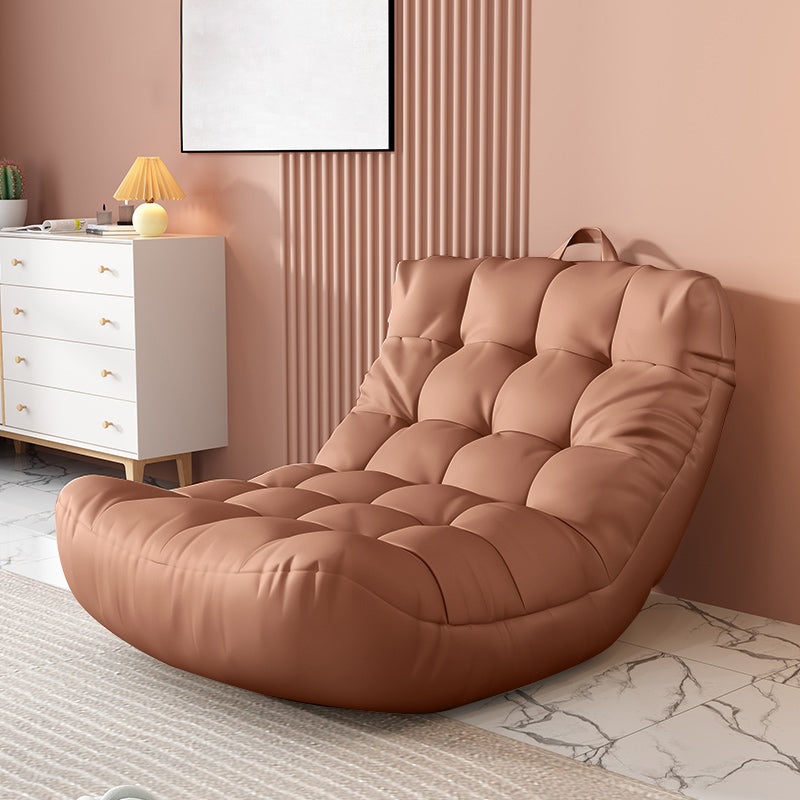 Scandinavian Tufted Single Sofa 29.5" W Faux Leather Sofa with Footrest