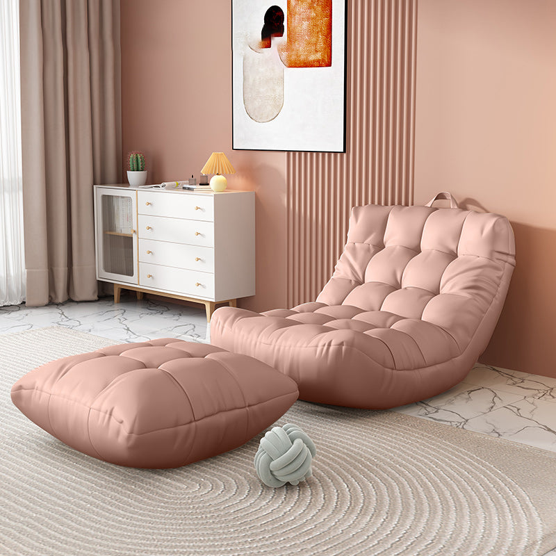 Scandinavian Tufted Single Sofa 29.5" W Faux Leather Sofa with Footrest