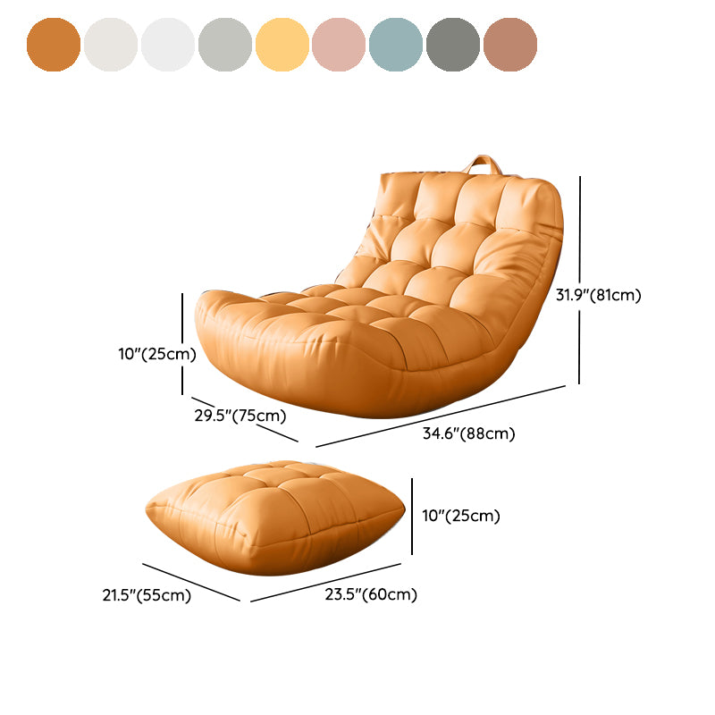 Scandinavian Tufted Single Sofa 29.5" W Faux Leather Sofa with Footrest
