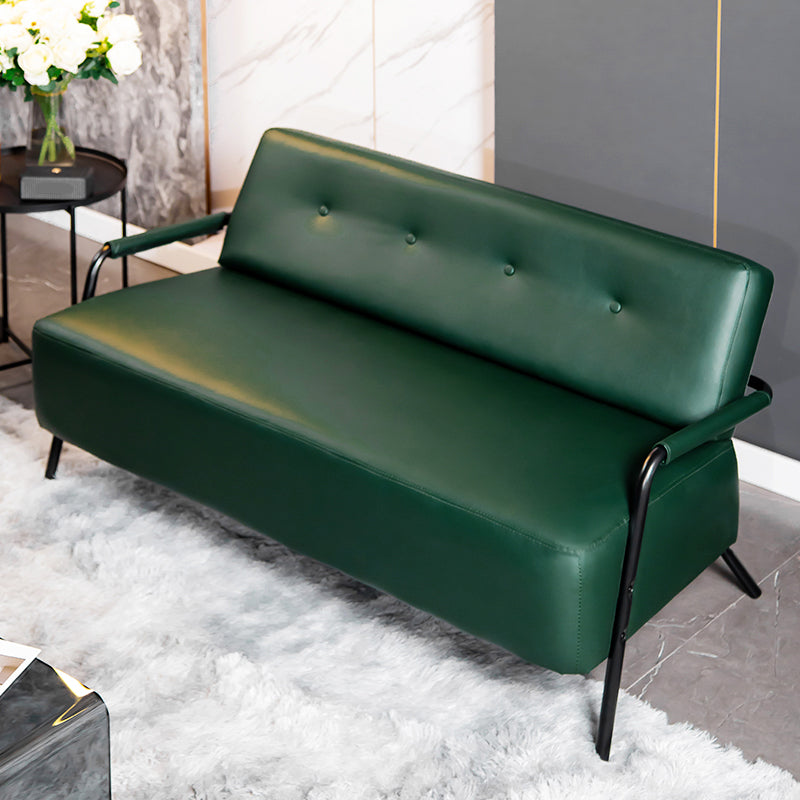 3-Seater Tufted PU Leather Sofa 57" Wide Metal Frame Seating