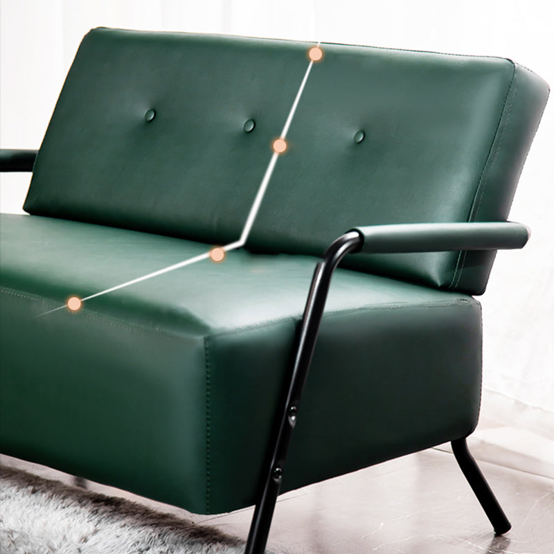 3-Seater Tufted PU Leather Sofa 57" Wide Metal Frame Seating