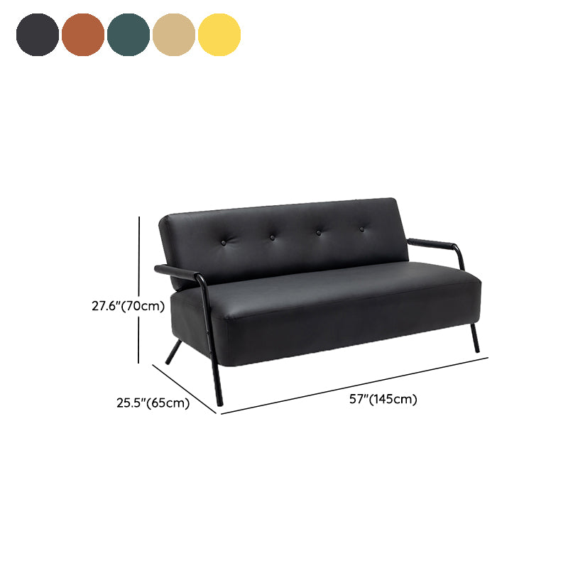 3-Seater Tufted PU Leather Sofa 57" Wide Metal Frame Seating