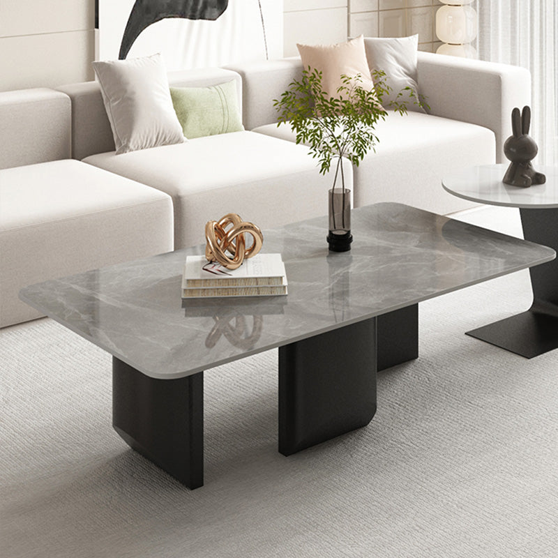 Slate Rectangular Coffee Table Metal Legs Coffee Cocktail Table