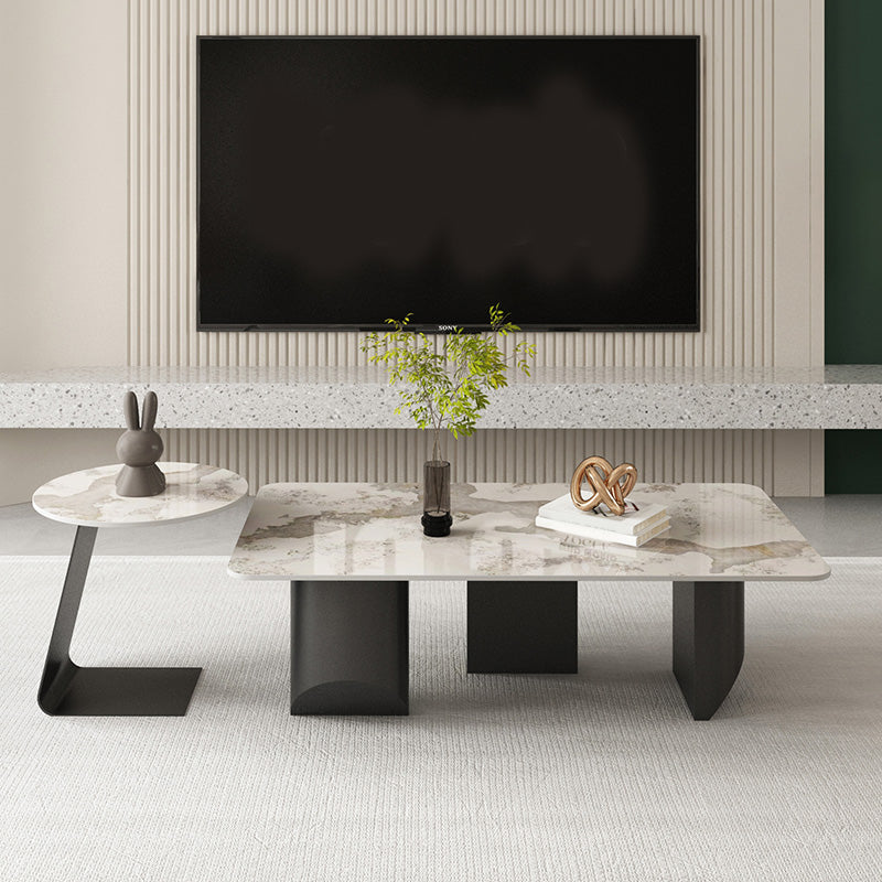 Slate Rectangular Coffee Table Metal Legs Coffee Cocktail Table