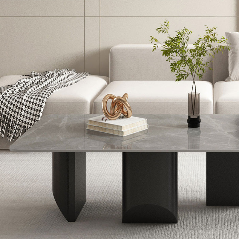 Slate Rectangular Coffee Table Metal Legs Coffee Cocktail Table