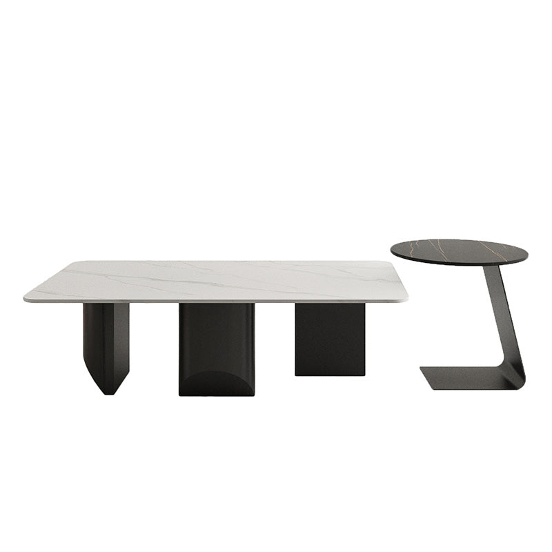 Slate Rectangular Coffee Table Metal Legs Coffee Cocktail Table
