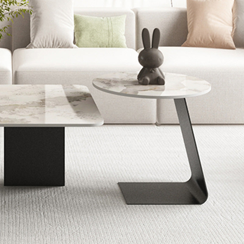 Slate Rectangular Coffee Table Metal Legs Coffee Cocktail Table