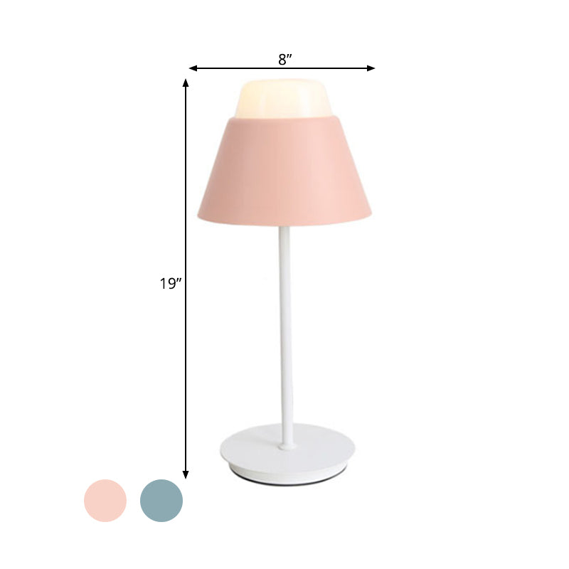 Table du cône de finition rose / bleu Light moderniste 1 lampe de bureau à teinte acrylique légère pour salle d'étude
