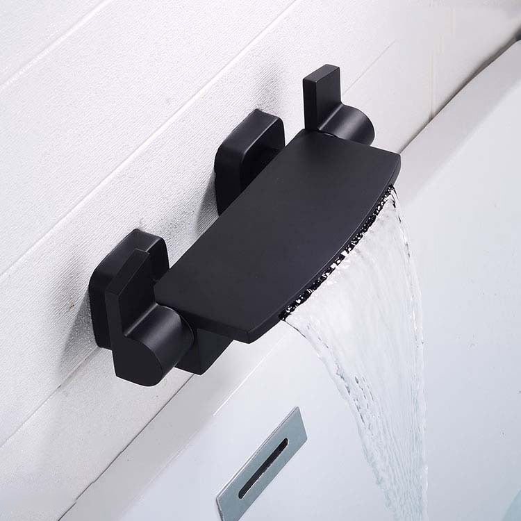 Modern Bathroom Faucet Two Handle Copper Wall Mounted Bath Faucet Trim