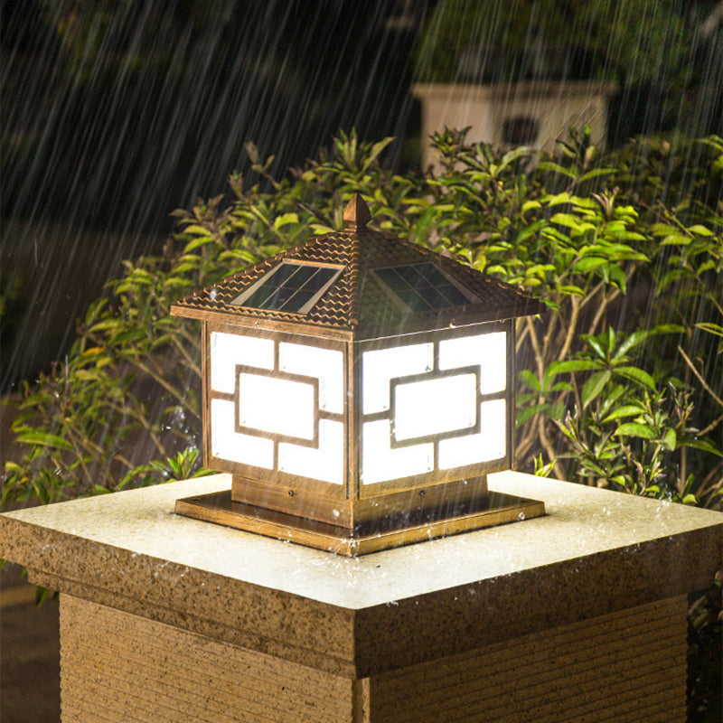 Black/Golden Waterproof Outdoor Lights Square Pillar Lamp for Garden