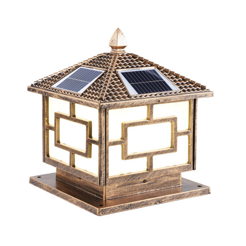 Black/Golden Waterproof Outdoor Lights Square Pillar Lamp for Garden
