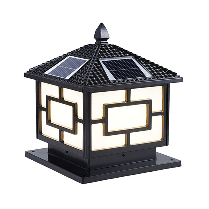 Black/Golden Waterproof Outdoor Lights Square Pillar Lamp for Garden