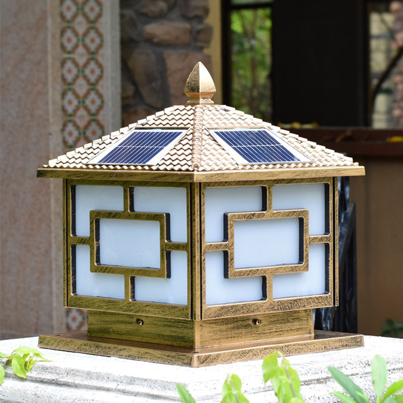 Black/Golden Waterproof Outdoor Lights Square Pillar Lamp for Garden