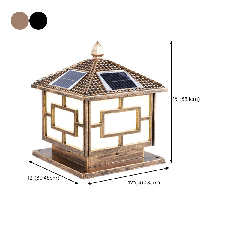 Black/Golden Waterproof Outdoor Lights Square Pillar Lamp for Garden