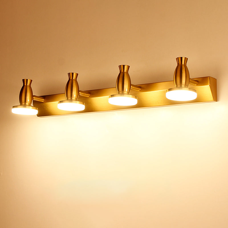 4 Köpfe Badezimmer Waschtischlampe Nordische Messingwandbeleuchtung mit runden Metallschatten in warmem/weißem Licht