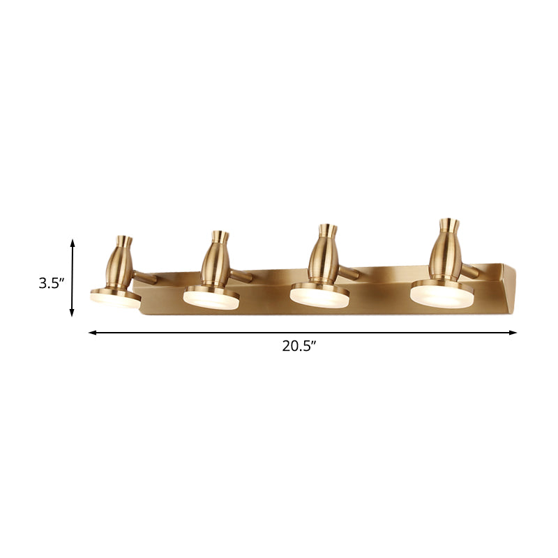 4 Köpfe Badezimmer Waschtischlampe Nordische Messingwandbeleuchtung mit runden Metallschatten in warmem/weißem Licht