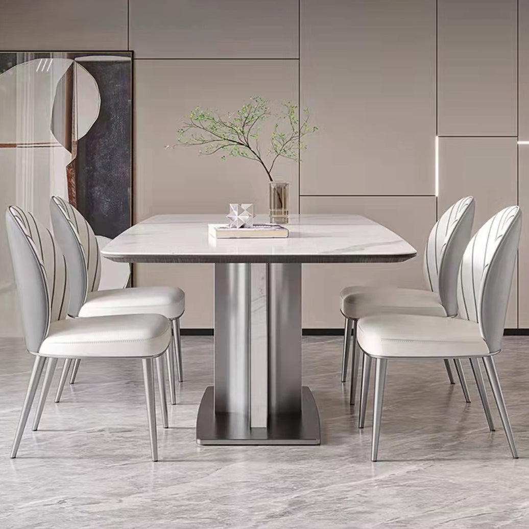 Kitchen Dining Set with White Chairs 1/5/6/7 Pieces Modern Dinette Set