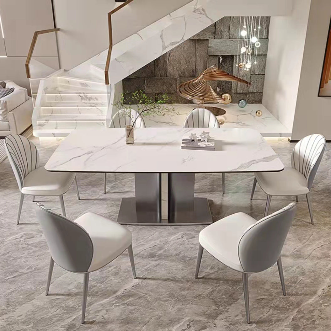 Kitchen Dining Set with White Chairs 1/5/6/7 Pieces Modern Dinette Set