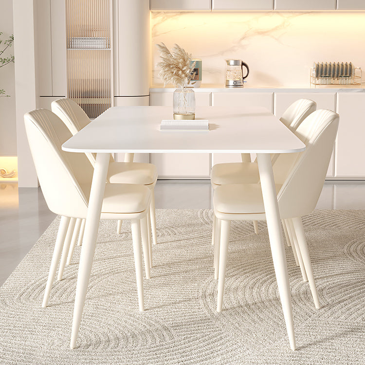 Rectangle 1/2/5/7 Pieces Furniture Sintered Stone Dining Set in White