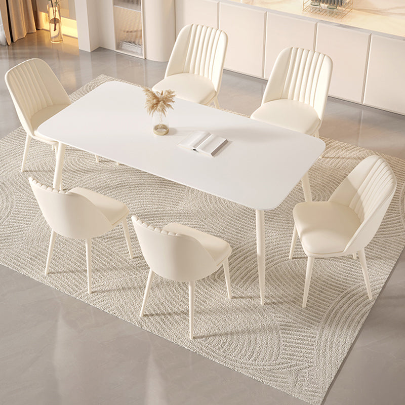 Rectangle 1/2/5/7 Pieces Furniture Sintered Stone Dining Set in White