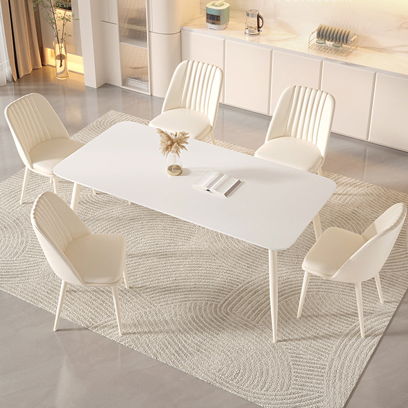 Rectangle 1/2/5/7 Pieces Furniture Sintered Stone Dining Set in White