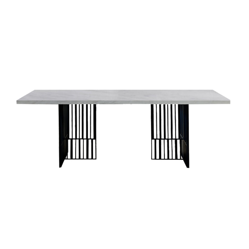 Rectangle Dining Site Table White and Black Dinner Room Kitchen Table