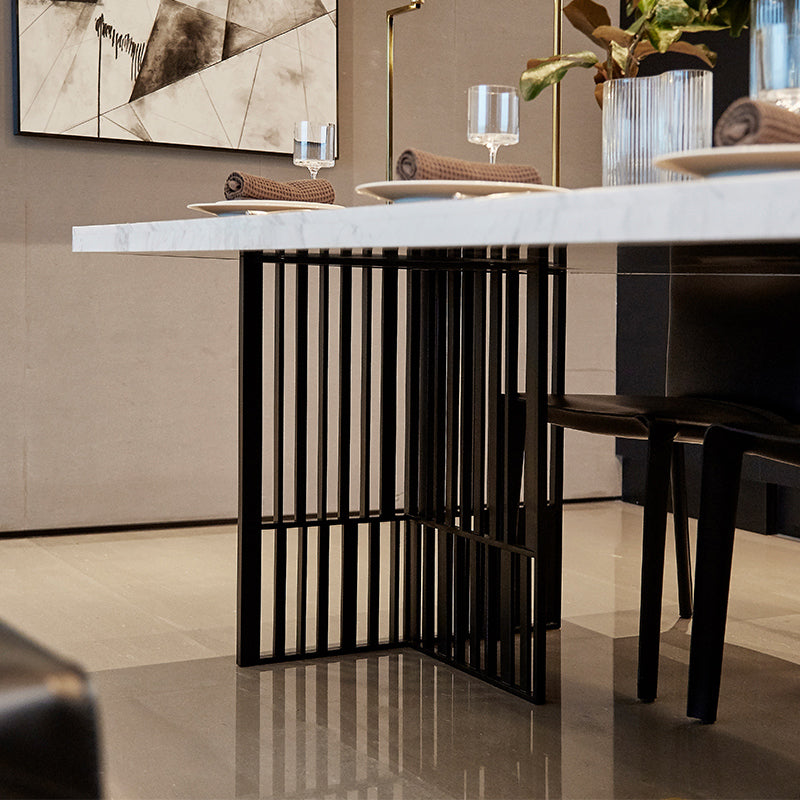 Rectangle Dining Site Table White and Black Dinner Room Kitchen Table