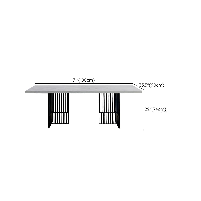 Rectangle Dining Site Table White and Black Dinner Room Kitchen Table