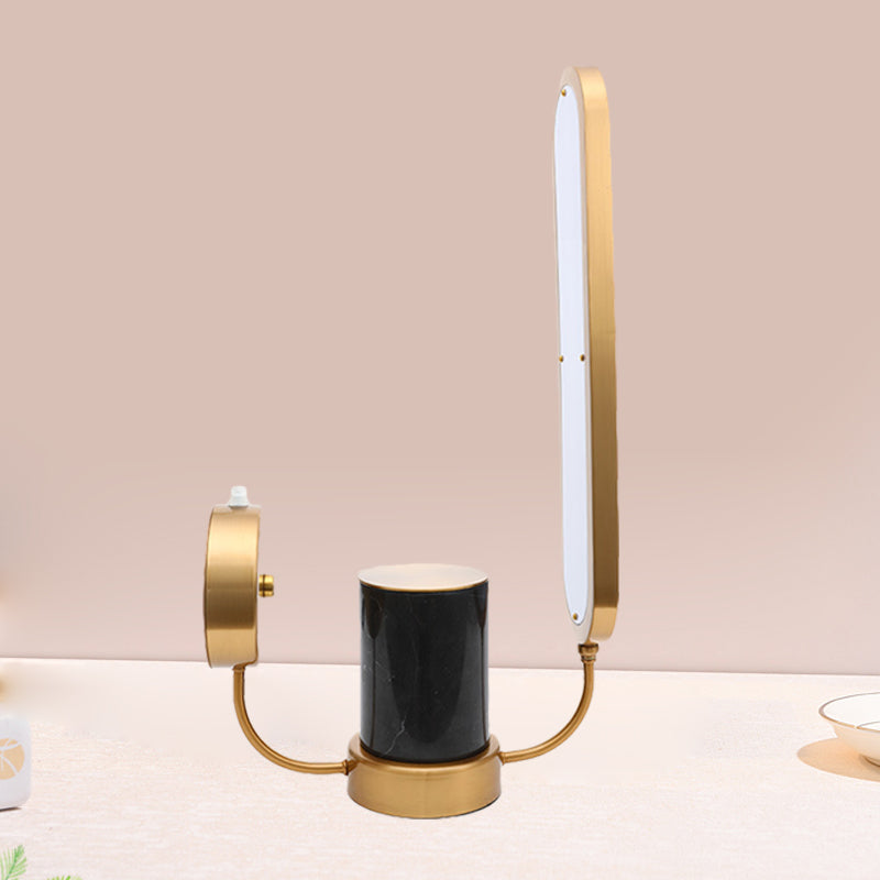 Arc Rectangular Metal Desk Lighting Postmodern LED Gold Night Table Lamp with Acrylic Shade