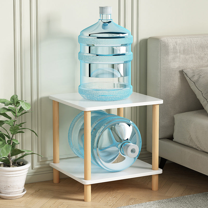 Contemporary Accent Table Nightstand Antique Finish Bedside Cabinet with 2 Shelves