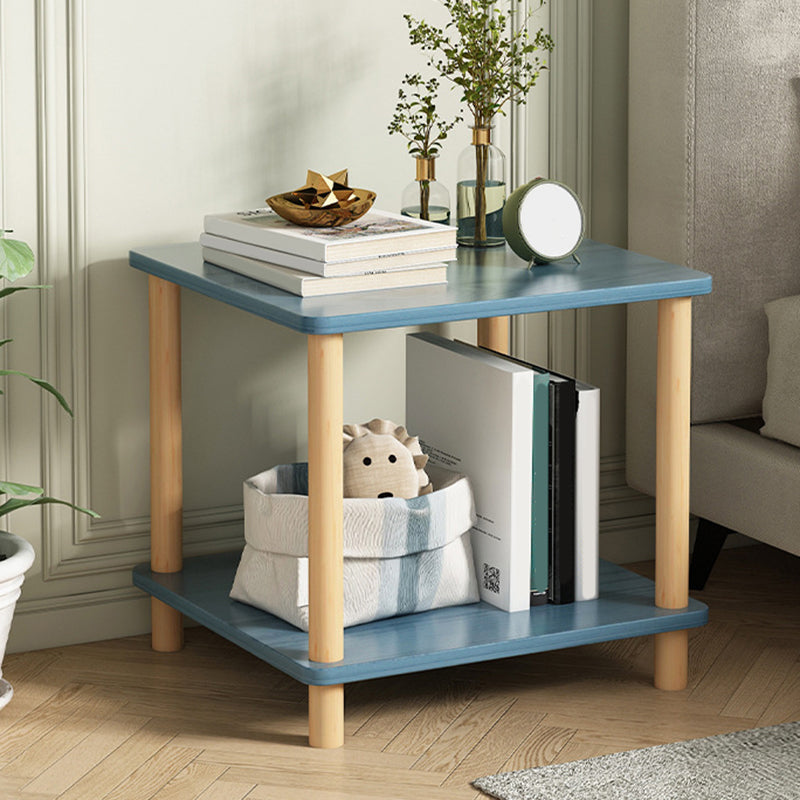 Contemporary Accent Table Nightstand Antique Finish Bedside Cabinet with 2 Shelves