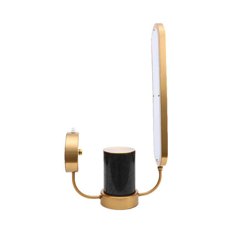 Arc Rectangular Metal Desk Lighting Postmodern LED Gold Night Table Lamp with Acrylic Shade