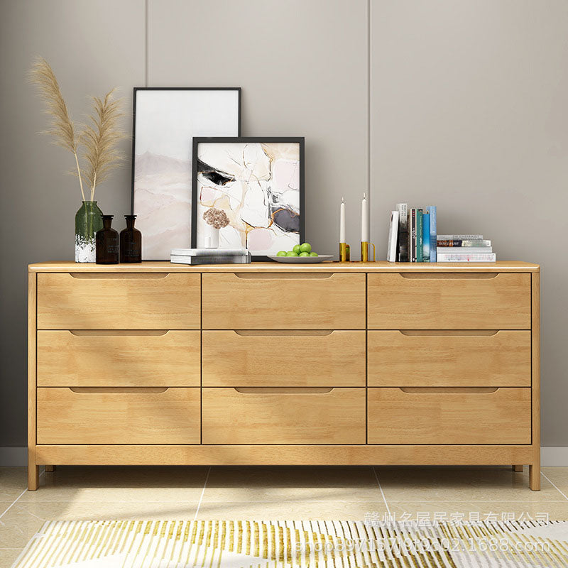 Contemporary Horizontal Double Dresser Wooden Storage Dresser for Bedroom