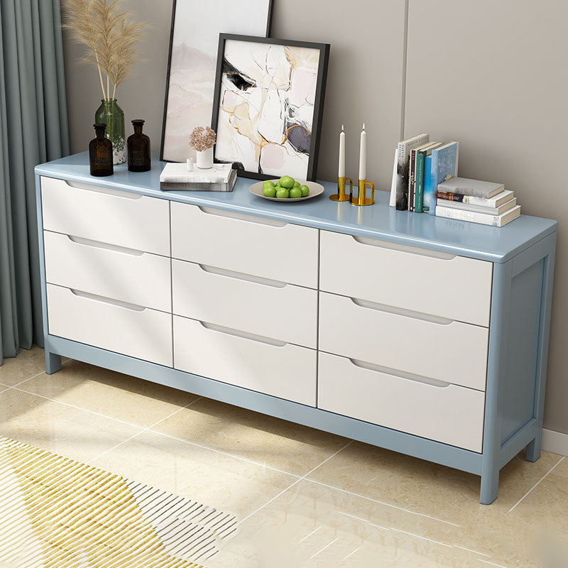 Contemporary Horizontal Double Dresser Wooden Storage Dresser for Bedroom