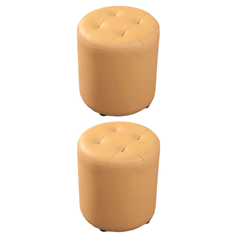 Modern Orange Pouf Water Resistant Round Pouf for Living Room