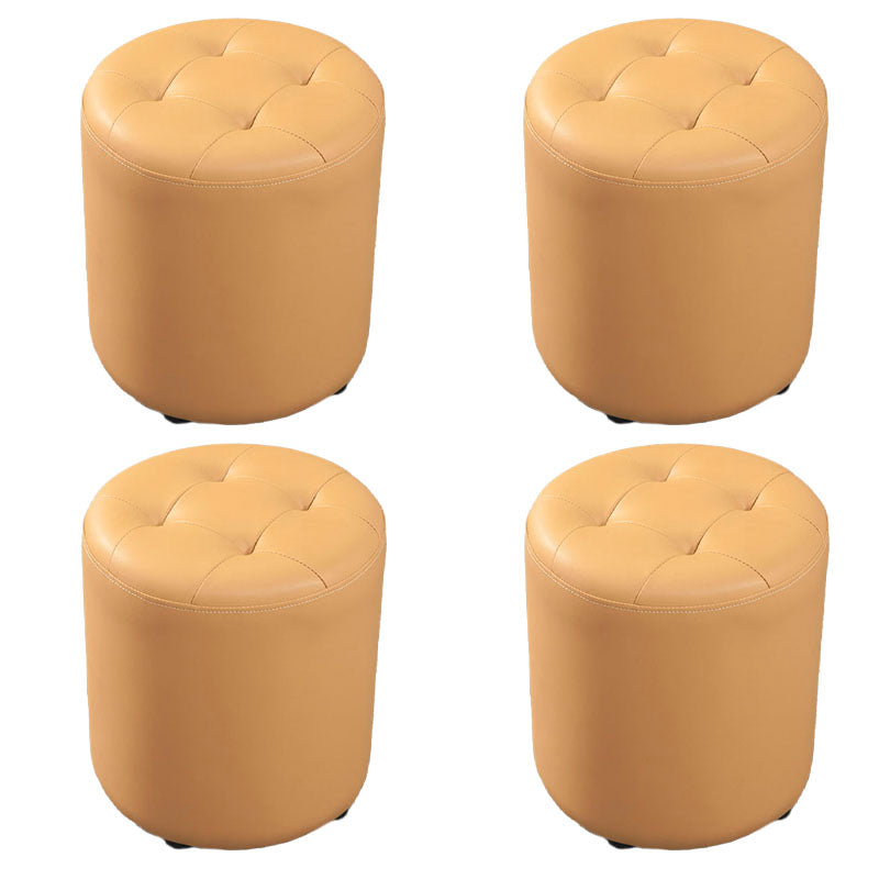 Modern Orange Pouf Water Resistant Round Pouf for Living Room
