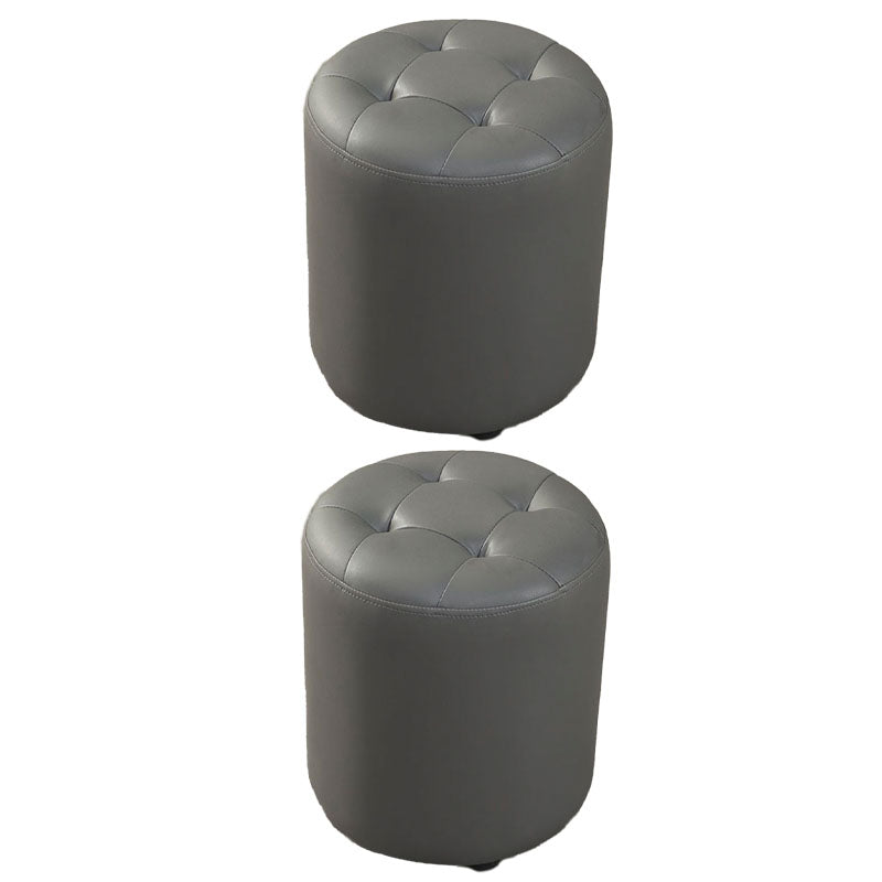 Modern Orange Pouf Water Resistant Round Pouf for Living Room