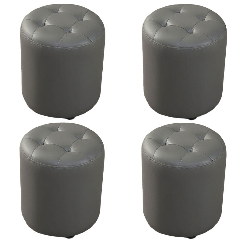 Modern Orange Pouf Water Resistant Round Pouf for Living Room