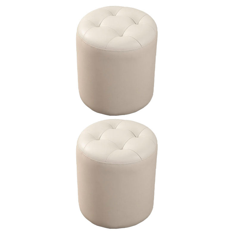 Modern Orange Pouf Water Resistant Round Pouf for Living Room