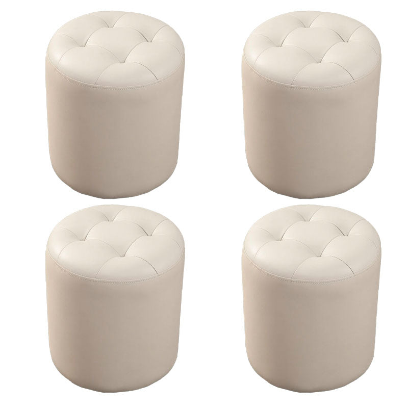 Modern Orange Pouf Water Resistant Round Pouf for Living Room
