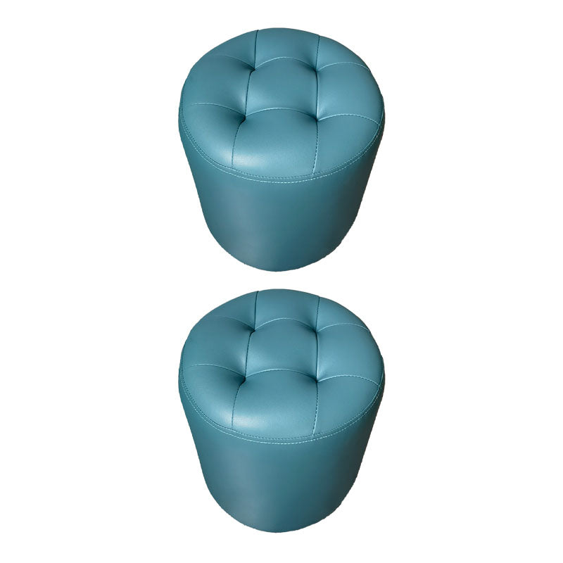 Modern Orange Pouf Water Resistant Round Pouf for Living Room