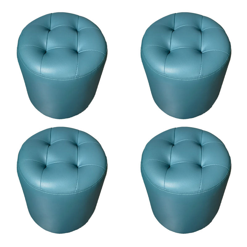 Modern Orange Pouf Water Resistant Round Pouf for Living Room